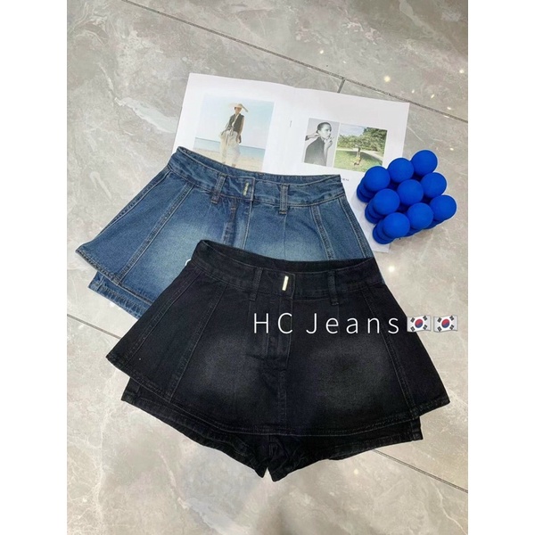 Chân váy bò jeans tầng bèo