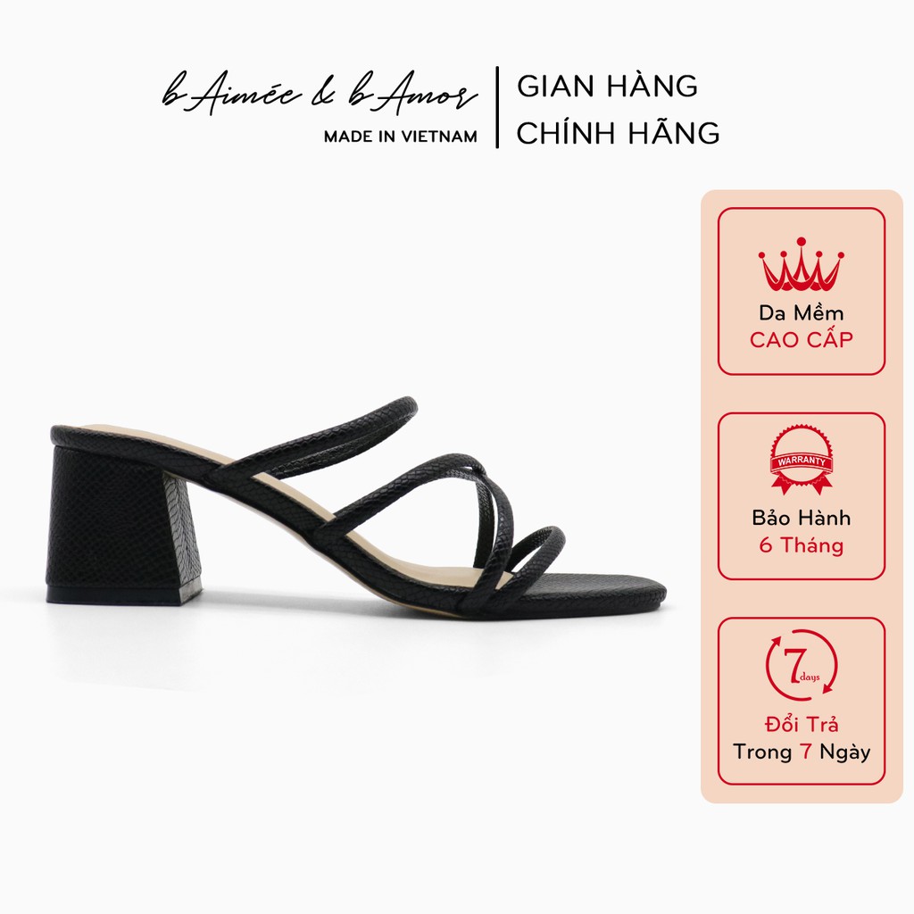 Dép cao gót nữ bAimée &amp; bAmor 5p đế vuông mũi vuông quai mảnh thời trang đẹp dáng guốc sandal MS1661