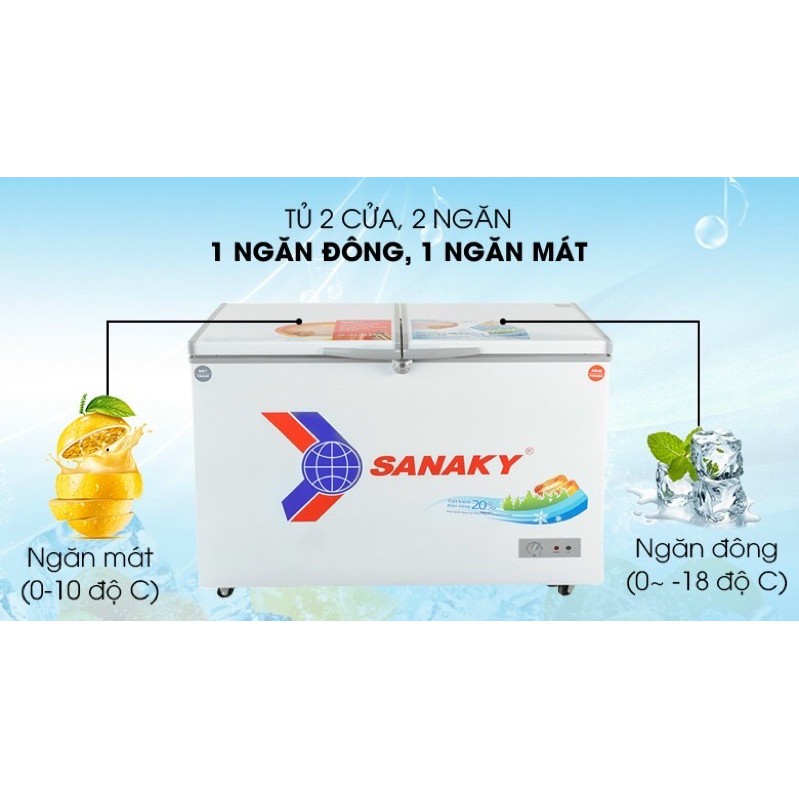 Tủ đông Sanaky 260 lít VH-3699W1( Hàng mẫu NEW Bảo hành chính hãng 2 năm)