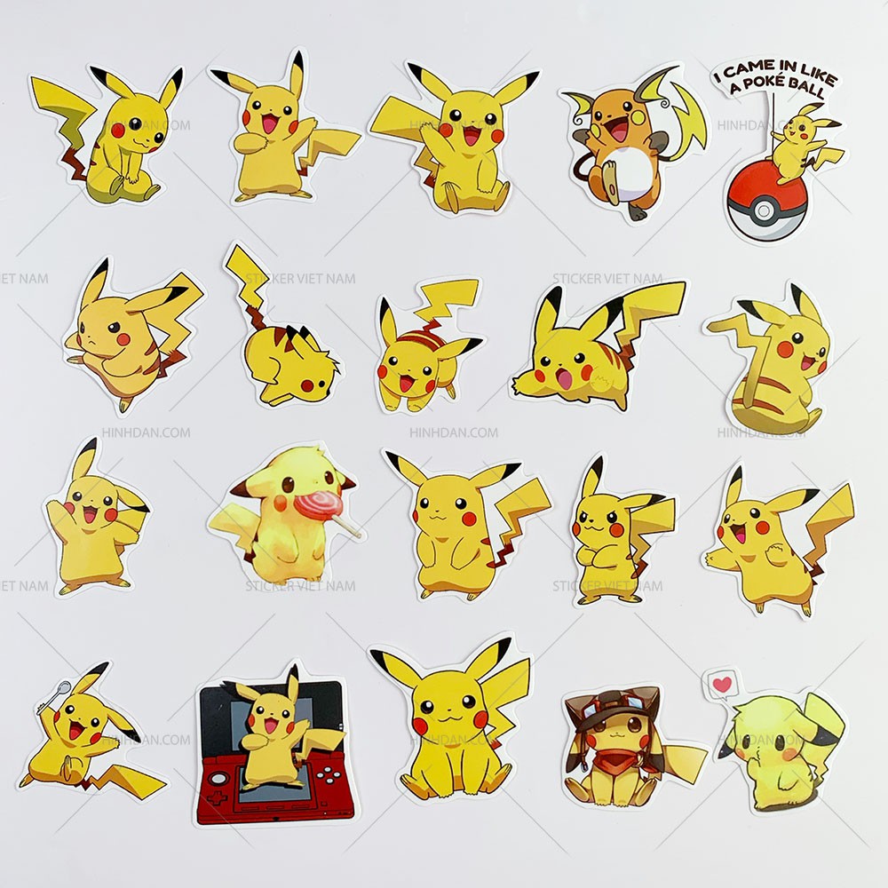 Sticker PIKACHU hình dán chống nước trang trí xe, laptop, nón bảo hiểm, tem dán đàn guitar, xe cub , decal dán