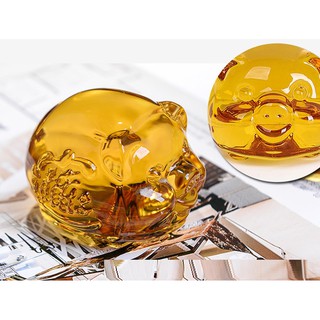 Heo Vàng, Lợn Vàng Pha Lê kích cỡ NHỎ (5*4.5* 3.5) 100gram / Crystal Gold Pig Zodiac tượng trưng cho sự may mắn, giàu có