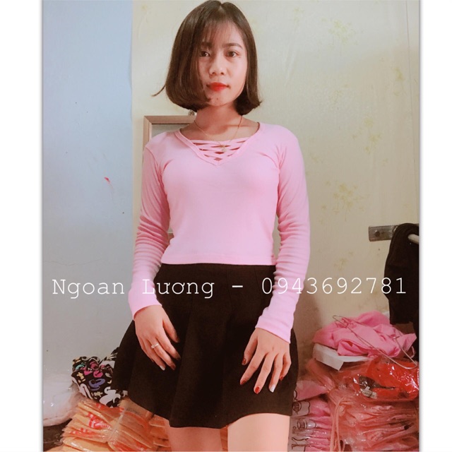 Áo thun mỏng dài tay croptop