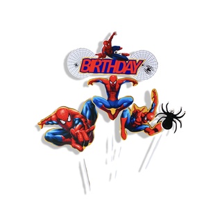 Que cắm Spider Man, người Nhện (5 chi tiết) trang trí bánh rau câu, bánh kem, bánh sinh nhật