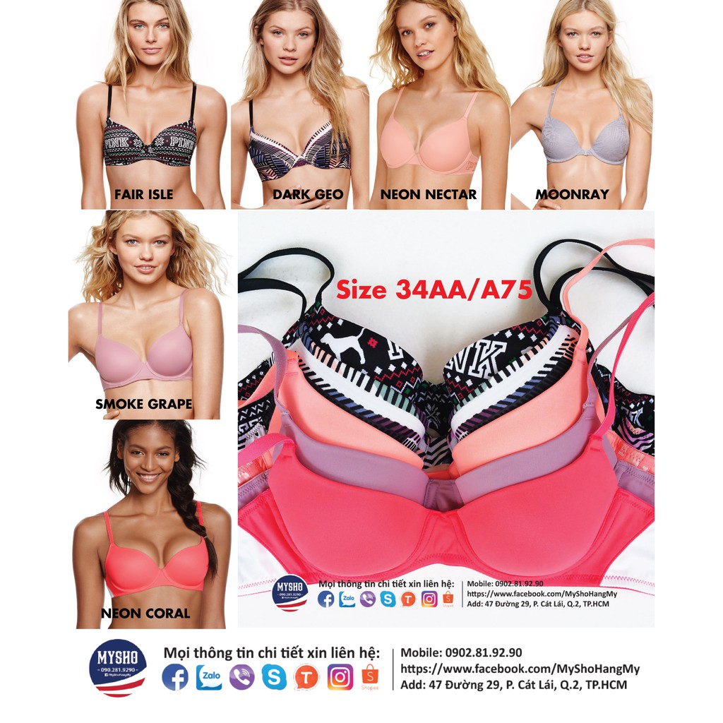 Áo ngực Victoria's Scret cup xéo size 34AA,A75 - Hàng nhập USA chính hãng