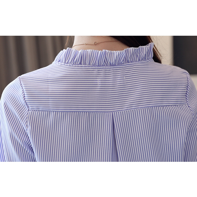 Áo sơ mi sọc tay lỡ họa tiết thêu thanh lịch cho nữ | BigBuy360 - bigbuy360.vn
