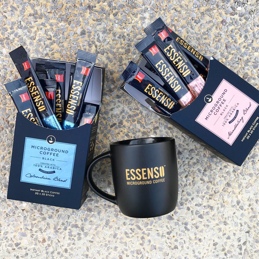 Cà phê đen hòa tan Super Essenso Microground Colombian Blend Instant Black Coffee 20 Sticks x 2g (40g)