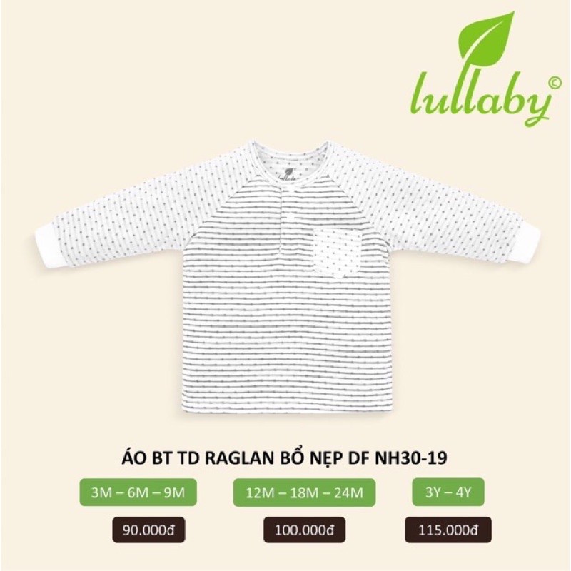 Áo bé trai, bé gái thu đông 2 lớp Raglan bổ nẹp Lullaby (Sz 6m-4y)