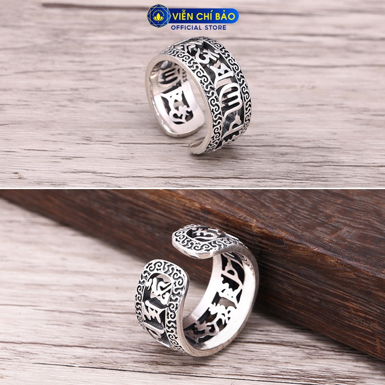 Nhẫn bạc nam Om Mani Padme Hum chất liệu bạc Thái 925 thời trang phụ kiện trang sức Viễn Chí Bảo N101205