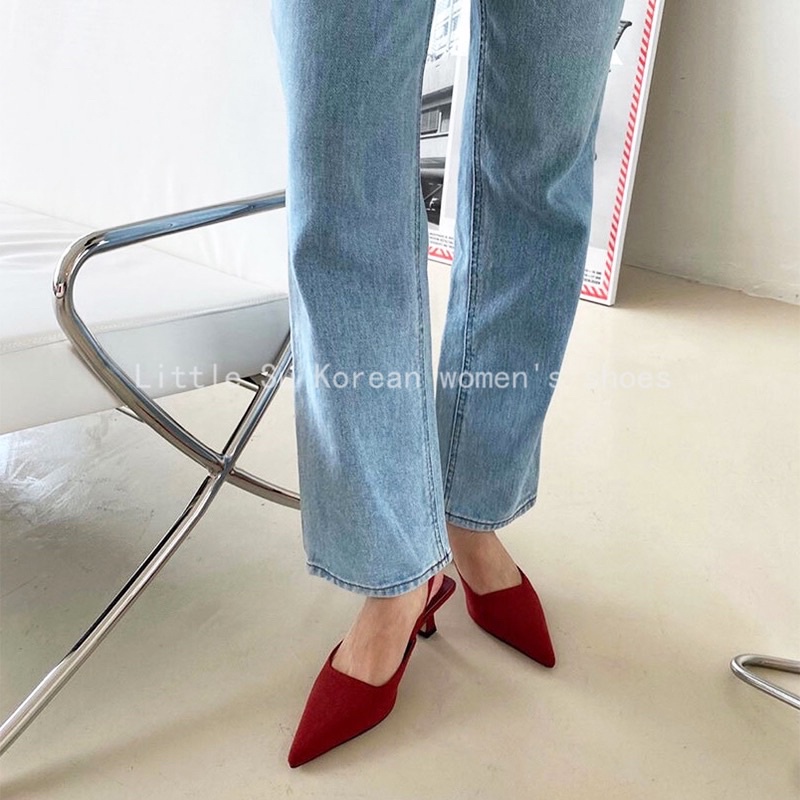 GIÀY MŨI NHỌN QUAI SAU MÀU SẮC CHO BẠN GÁI ( sẵn trắng 36)