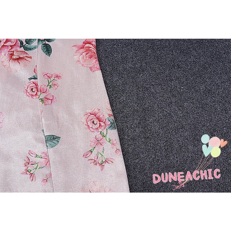 DUNEA Đầm Hai Dây Hở Lưng Họa Tiết Hoa Xinh Xắn Cho Nữ