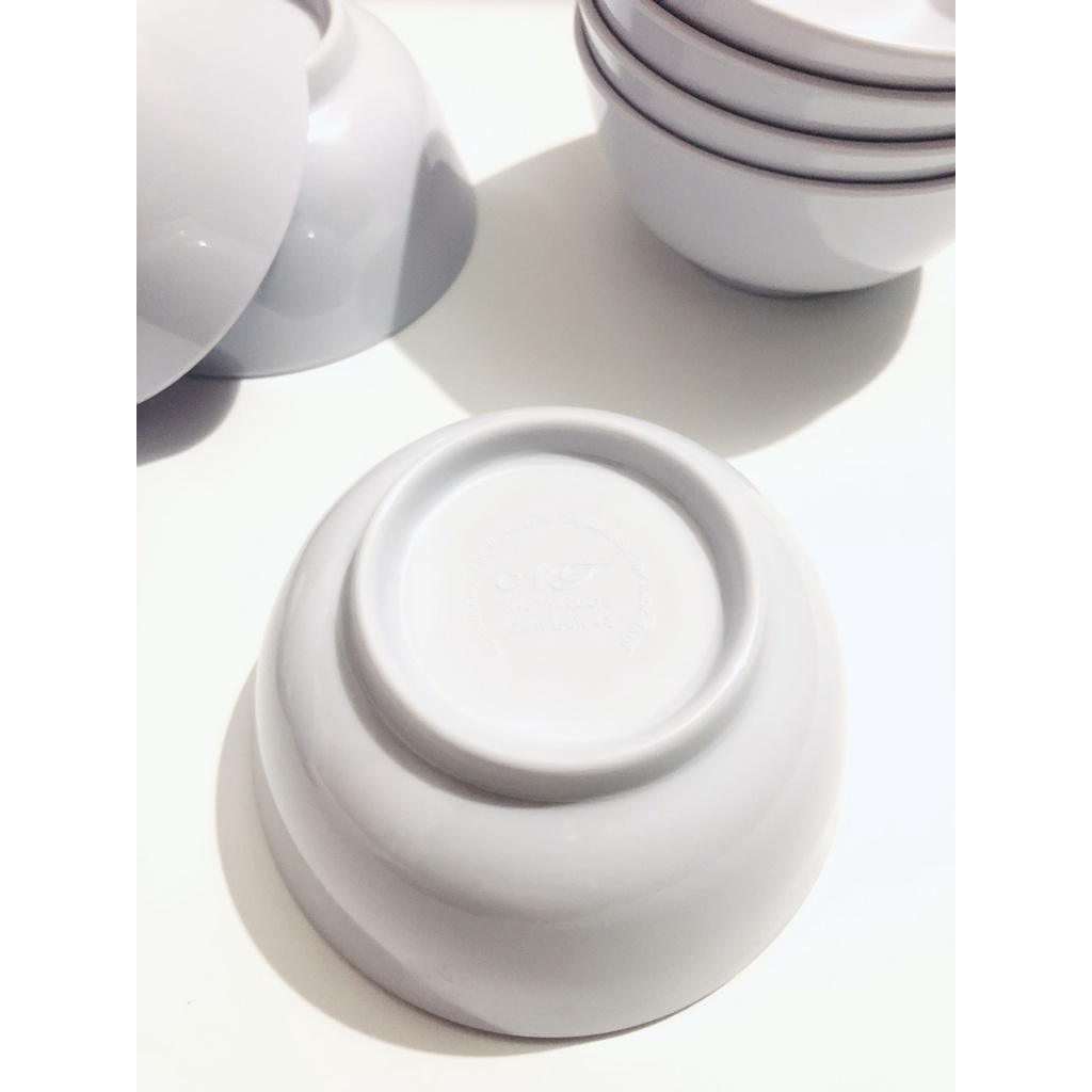 [Giá Sỉ] Bộ 10 Chén Ăn Cơm Nhựa Phíp Dày Trắng Cứng Mellamine