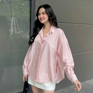 Áo sơ mi sọc xẻ tà zareen som52 sọc hồng