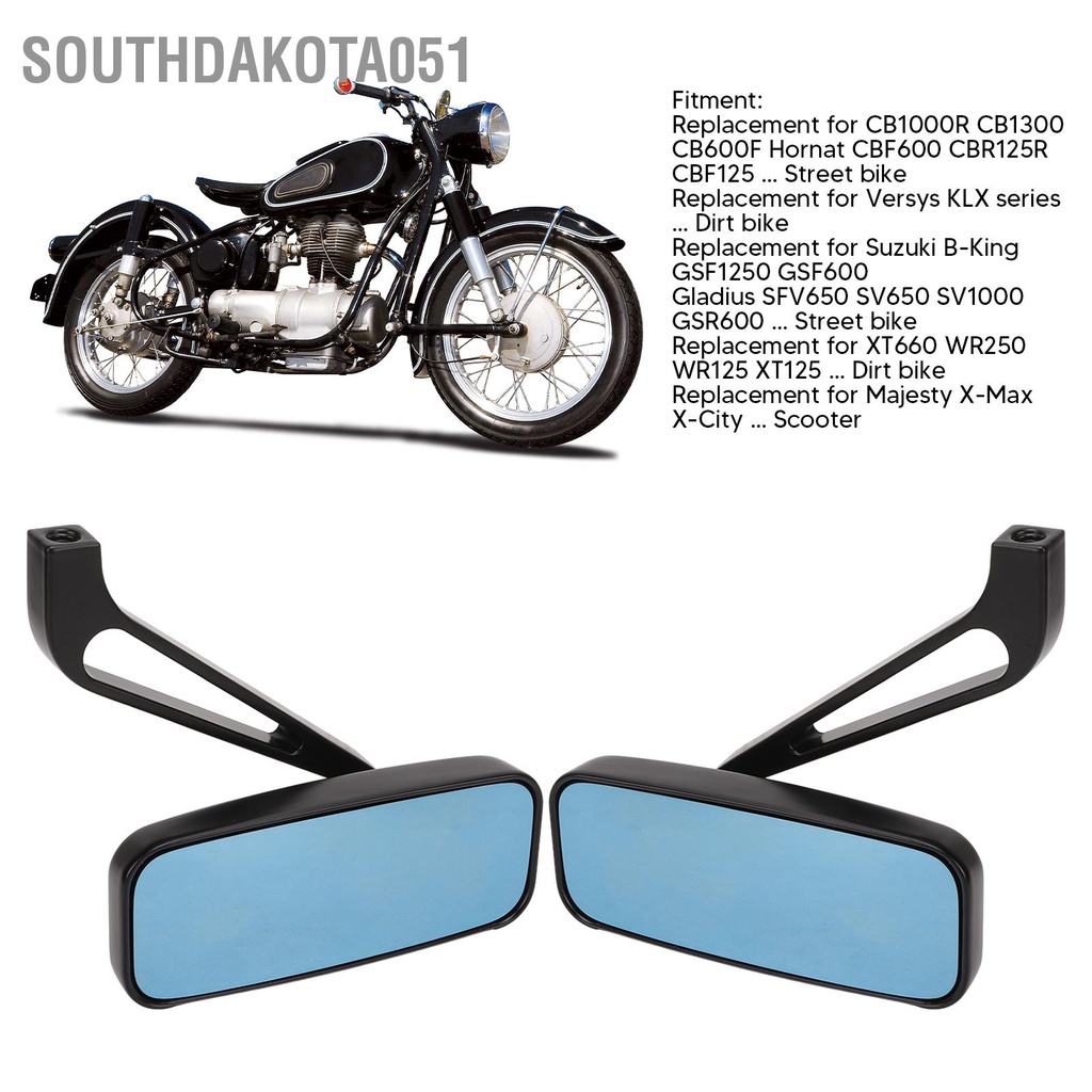 [Hàng Sẵn] Cặp Gương chiếu hậu xe máy 8MM ‑ 10MM hình chữ nhật cho Suzuki Ducati Honda Yamaha CB1000R CB1300 CBF600【Southdakota051】