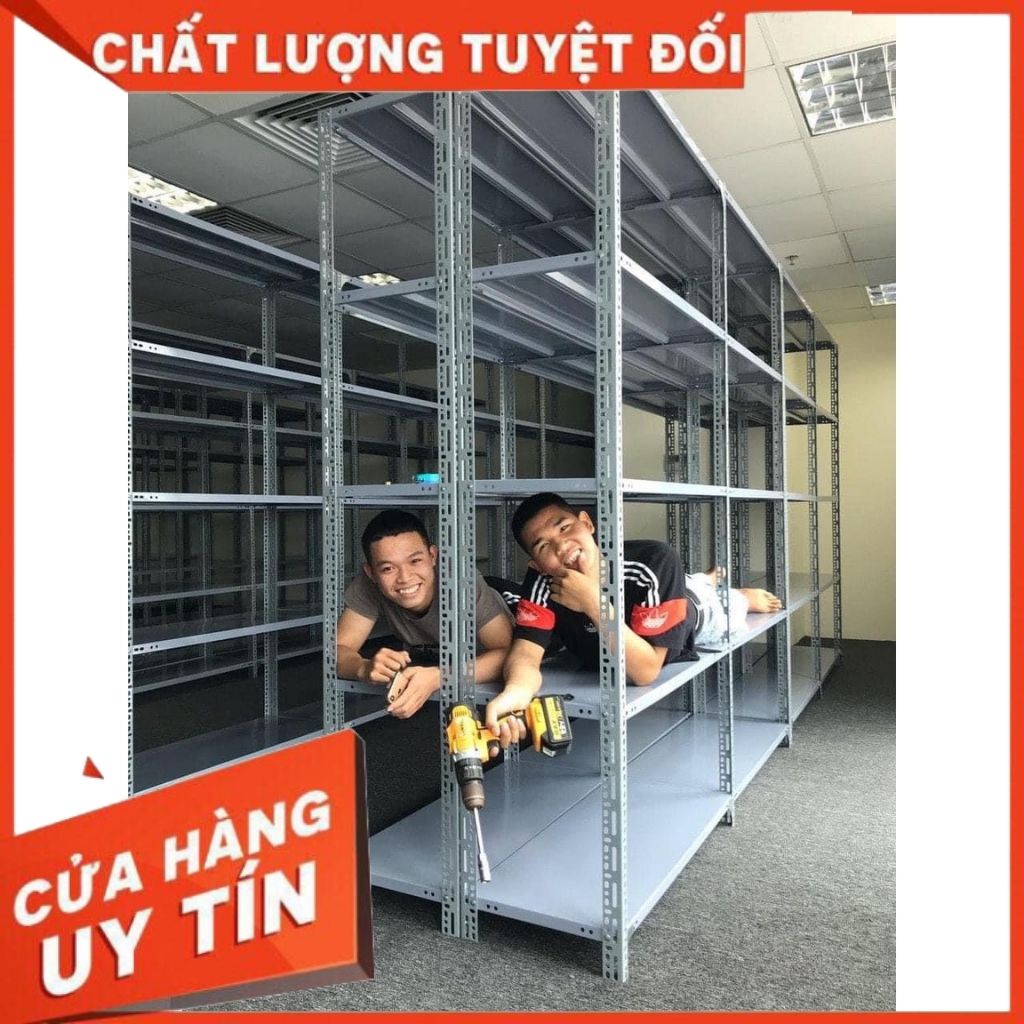 Kệ sắt v lỗ đa năng để hàng để đồ lắp ghép , Kích thước cao 2m x dài 1m2 x rộng 40 x 5 tầng