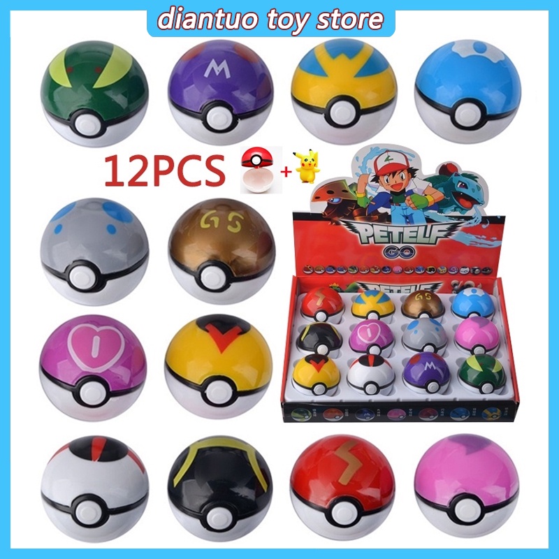Set 12 mô hình đồ chơi quả cầu Pokemon vui nhộn cho bé