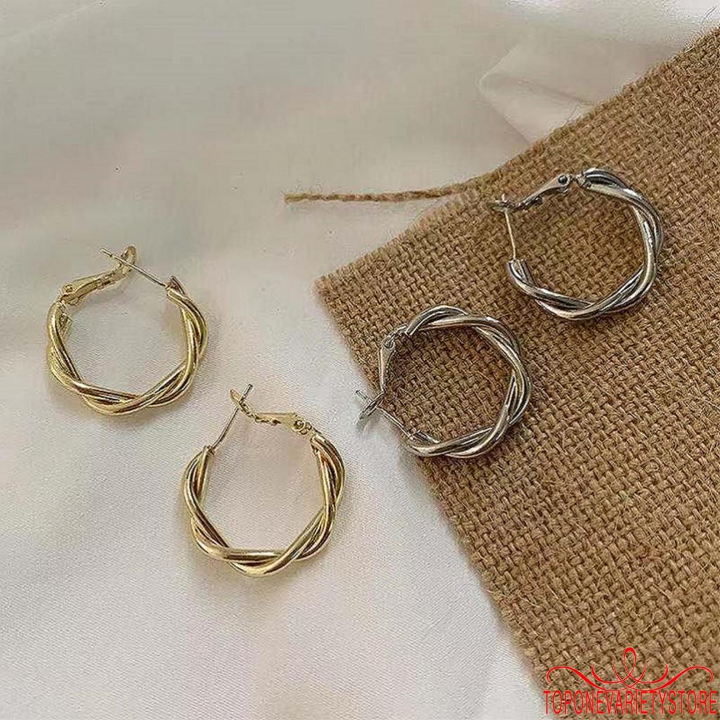 Khuyên tai nữ hình tròn màu sắc thời trang