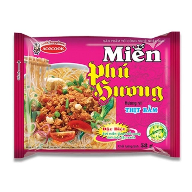 Thùng 24gói Miến Phú Hương 4vị (Sườn Heo ,Thịt Bằm ,Heo nấu Măng ,Vị Gà)