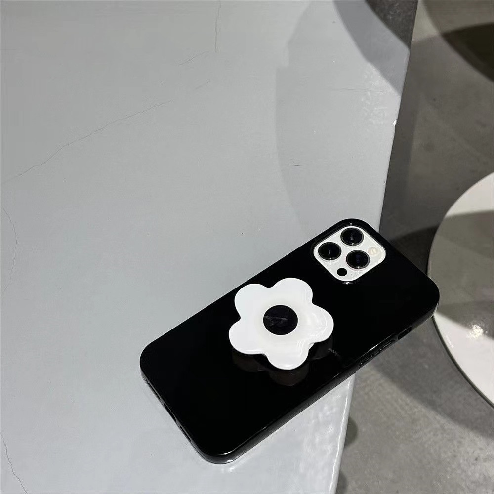 Ốp điện thoại họa tiết hoa trắng phong cách Nhật Hàn đơn giản kèm giá đỡ cho IPHONEX xr xsmax 78p 12PROMAX 11