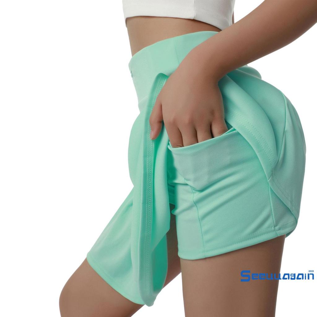 Chân Váy Ngắn Lưng Vừa Xếp Ly Phối Khóa Kéo Phong Cách Thể Thao Cho Nữ