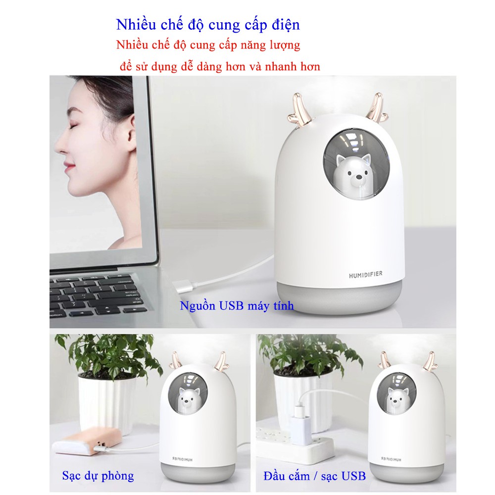 Máy phun sương tạo độ ẩm sạc usb hình gấu M106