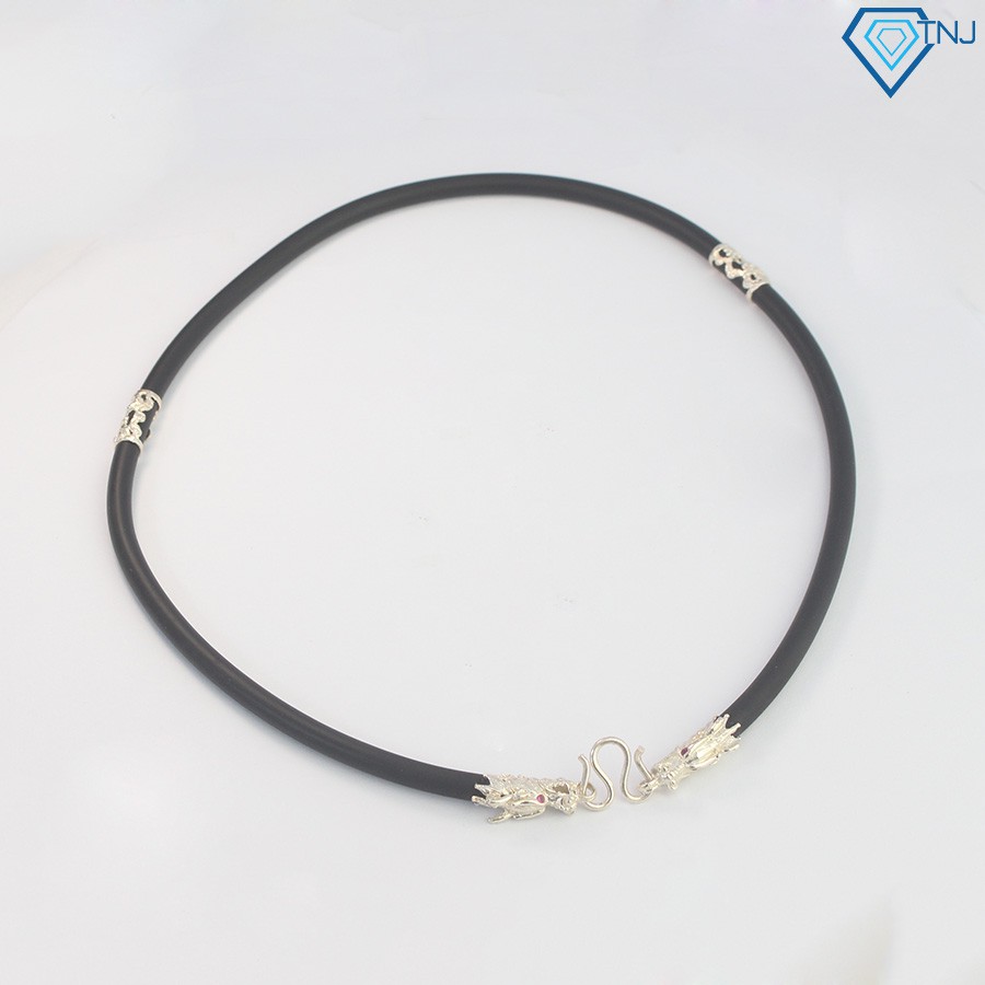Dây da nam bọc bạc đầu rồng DCK0023 Trang Sức TNJ