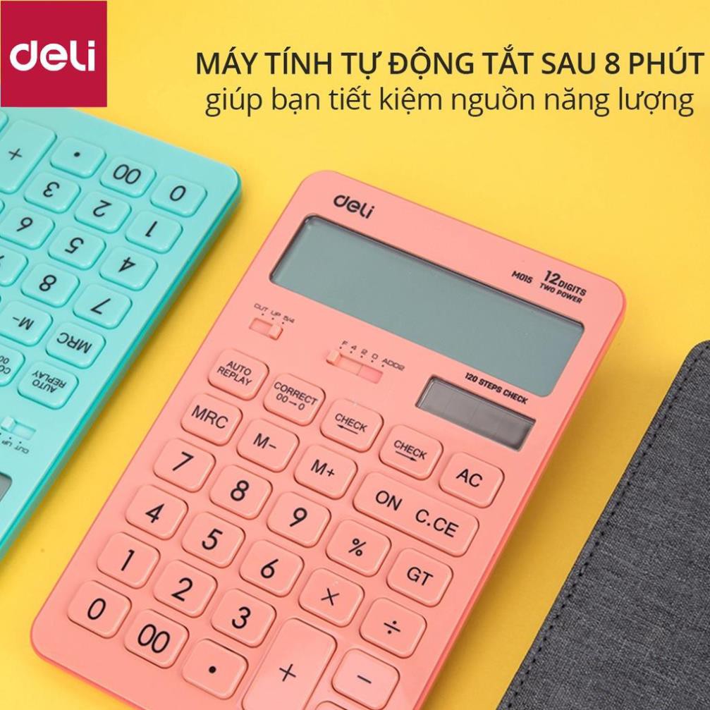 Máy tính để bàn Deli - 12 số - Nhiều màu sắc - Xanh dương/Hồng/Vàng - 1 chiếc - EM01531 / EM1541 / EM01551 [Deli]