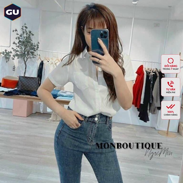 Áo Sơ Mi Nữ Ngắn Tay GU Túi Zip | BigBuy360 - bigbuy360.vn