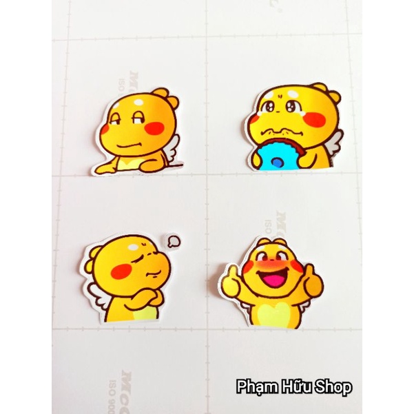 Tem Khủng Long Vàng Cute dễ thương , Tem logo Sticker dán xe máy 3 lớp cao cấp