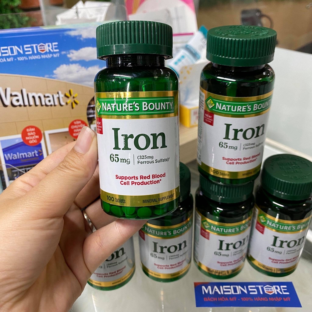 NATURE'S BOUNTY IRON 65MG  - Hàng Nhập USA Chính Hãng
