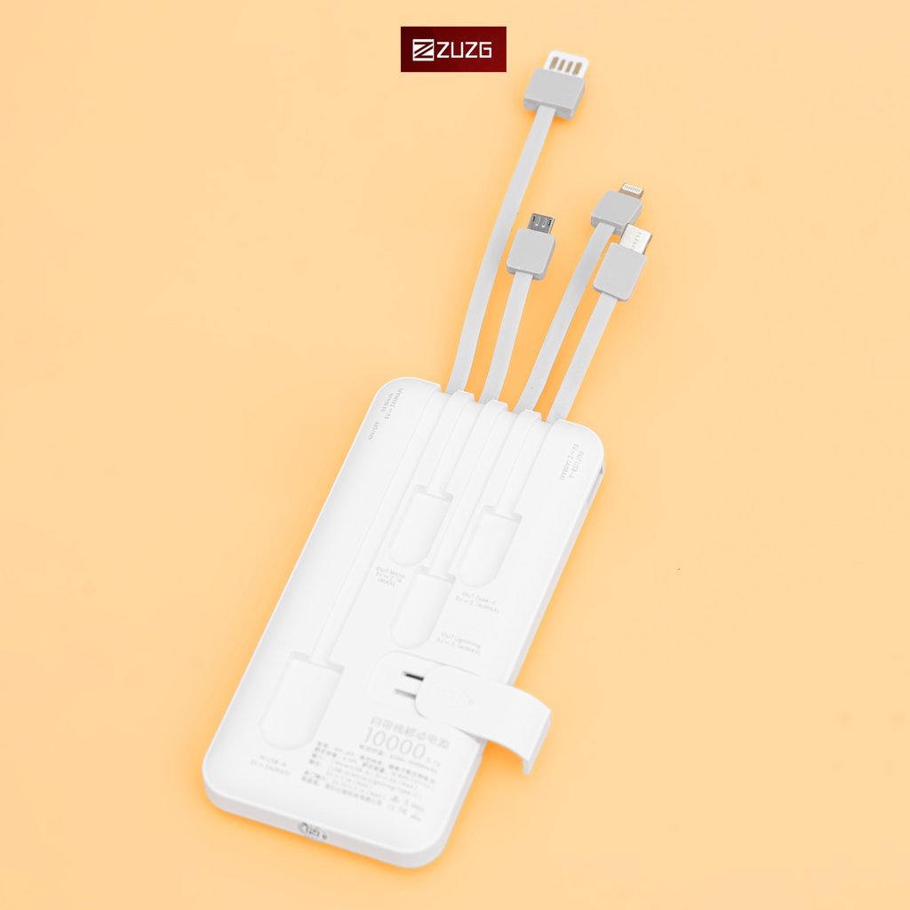 Sạc dự phòng 10000mah 4 trong 1 J03 chính hãng ZUZG