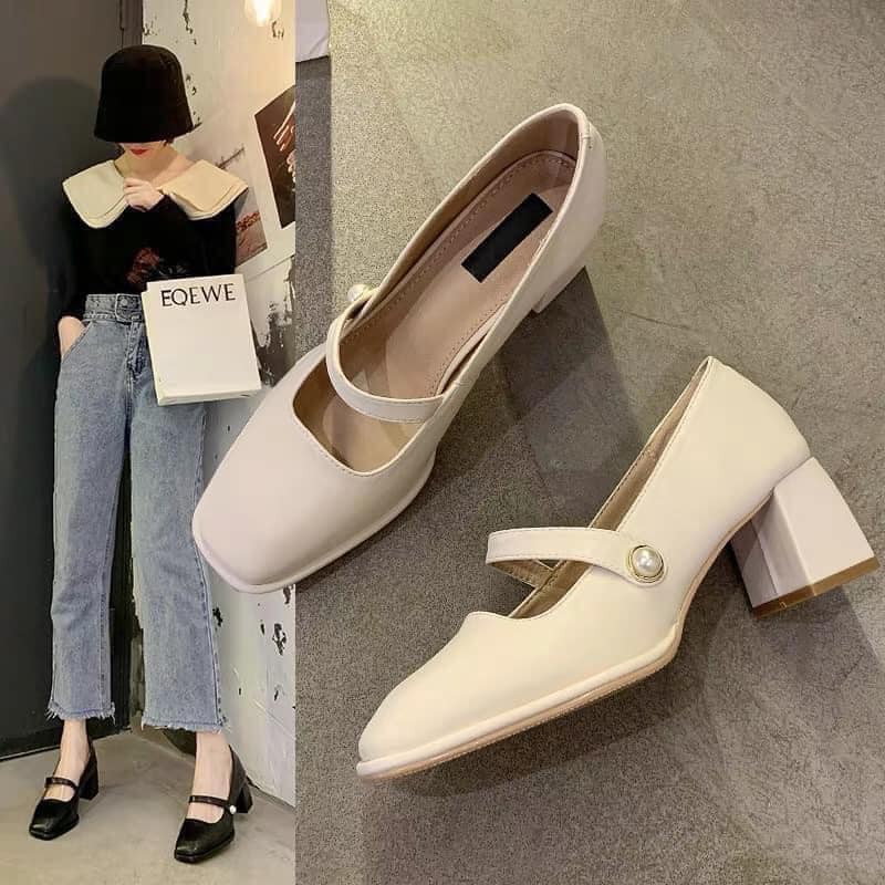 Giày cao gót style tiểu thư quai ngang