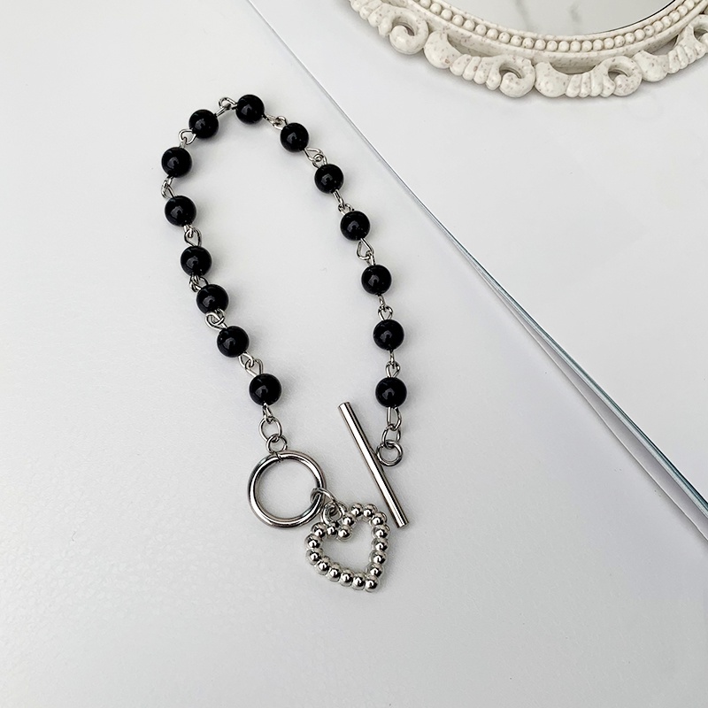 Vòng tay chuỗi ngọc trai đen đơn giản thời trang cho nữ