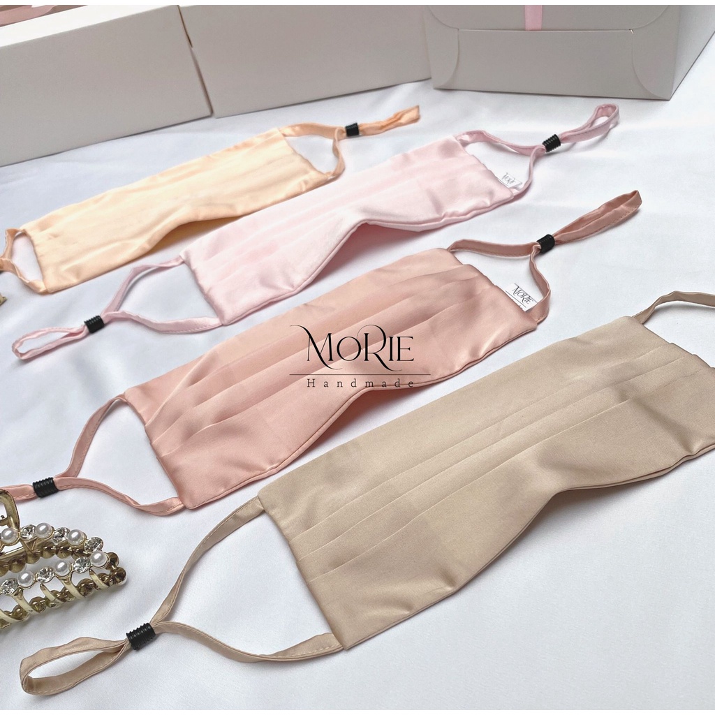 Khẩu Trang Vải Lụa Mulberry 100% Chống Lão Hoá Mịn Da Chống Nắng Cao Cấp Xếp Li Thời Trang