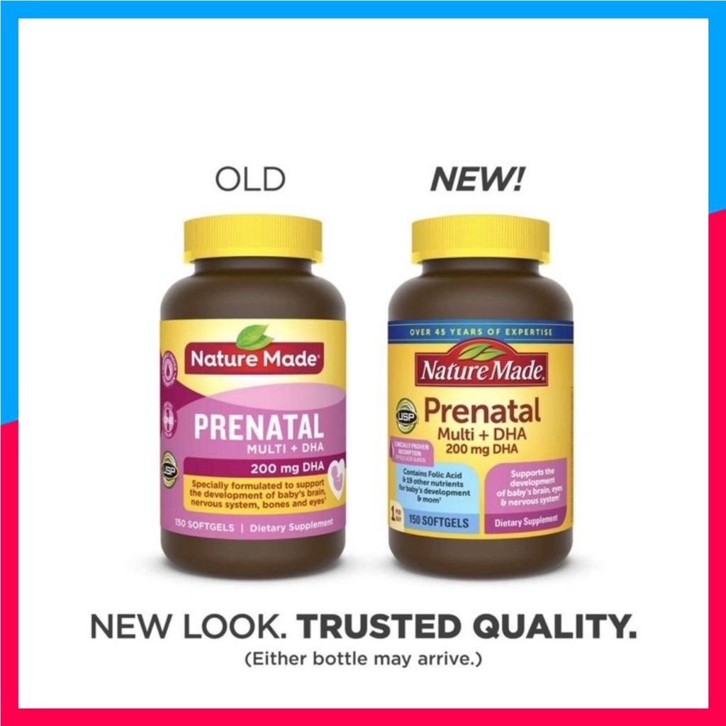 Viên uống Prenatal Multi + DHA Cho Bà Bầu Nature Made lọ 150 viên