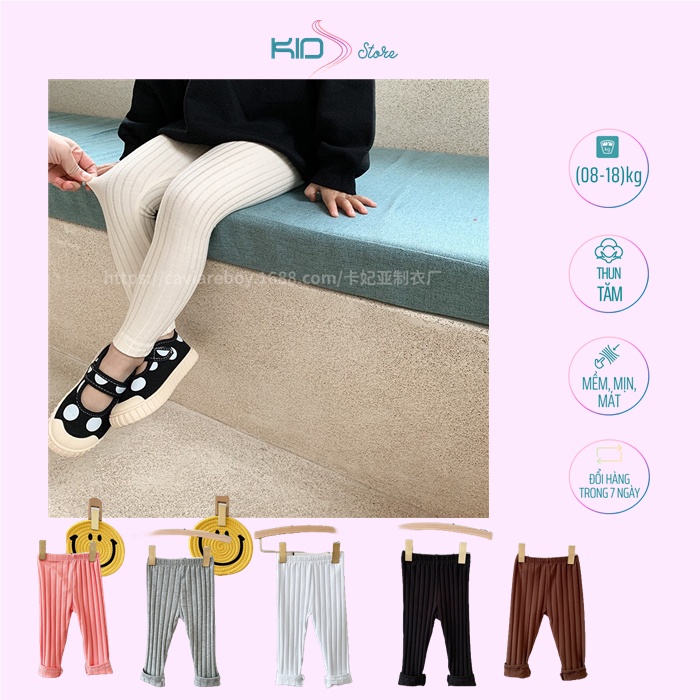 Quần legging bé gái, quần dài thu đông, chất len thun tăm co dãn thoải mái, dễ phối đồ, size từ 8- 18 kg