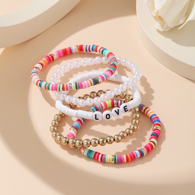 Set vòng đeo tay 17KM chuỗi hạt hoa bướm vỏ sò nhiều màu sắc phong cách bohemian thời trang dành cho nữ