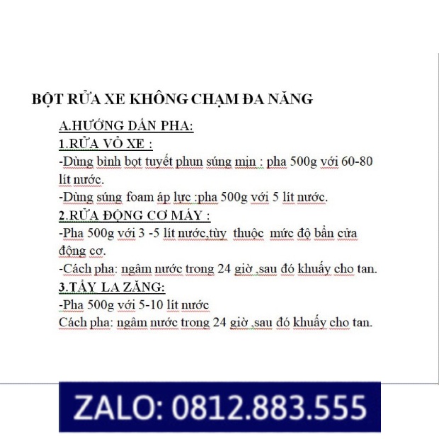 BỘT RỬA XE KHÔNG CHẠM, BỌT TUYẾT KHÔNG CỌ DECO - 0.5Kg