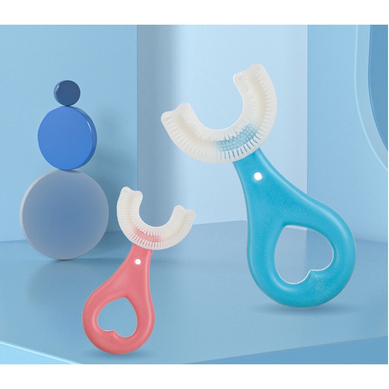 Bàn chải đánh răng silicone hình chữ U 360 độ cho bé