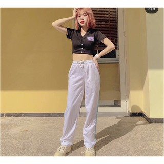 Set Quần Suông + Crop V Logo