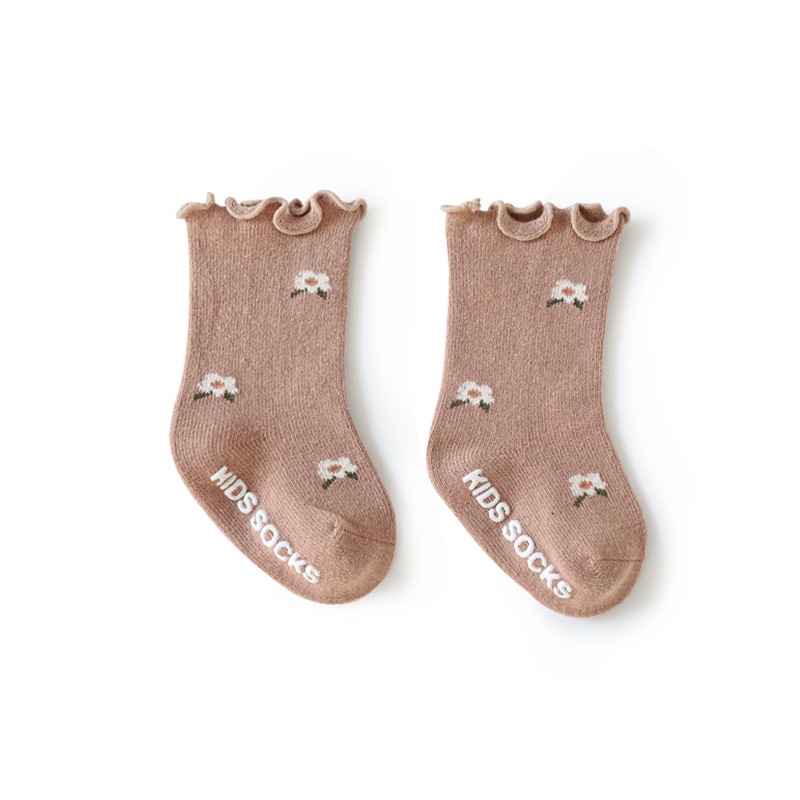 Vớ cotton Bear Leader chống trượt in họa tiết hoa thời trang Hàn Quốc 2021 thích hợp cho bé trai bé gái sơ sinh