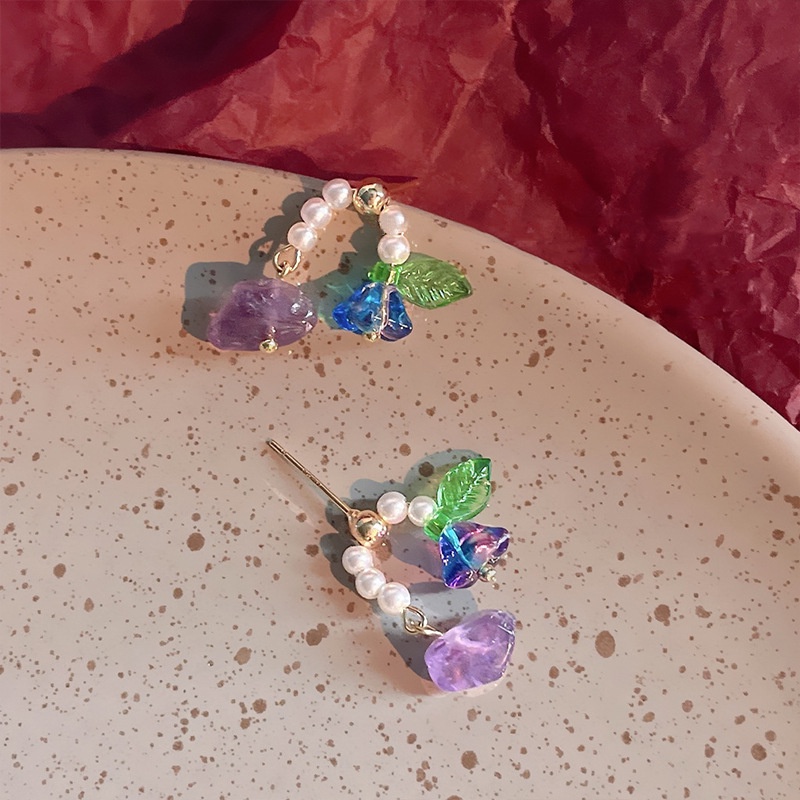 Bông Tai Hoa Lily Đính Ngọc Trai Nhiều Màu Dễ Thương Phong Cách Nhật Hàn