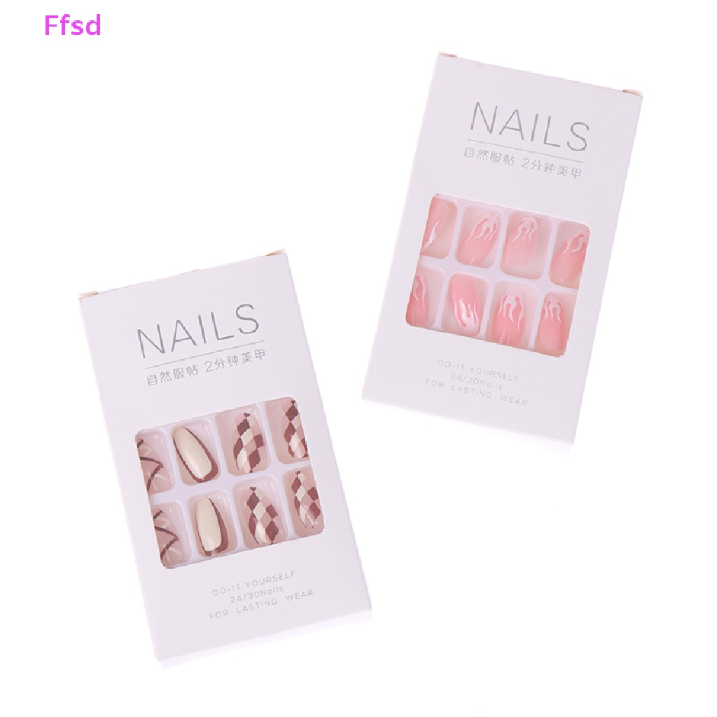 {Ffsd} Bộ 24 Móng Tay Giả Dạng Ấn Có Thể Tháo Rời * Bán Chạy