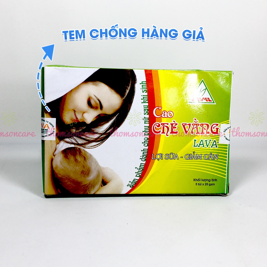 Cao chè vằng lợi sữa cho mẹ sau sinh Lava Hộp 5 gói lá vằng giảm cân, hạ mỡ máu, tăng sữa mẹ