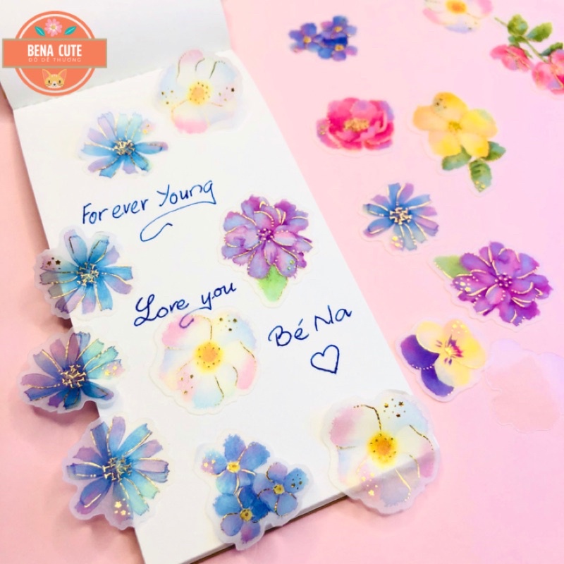 Set 50 Sticker rời cắt sẵn hình họa tiết đời sống dễ thương