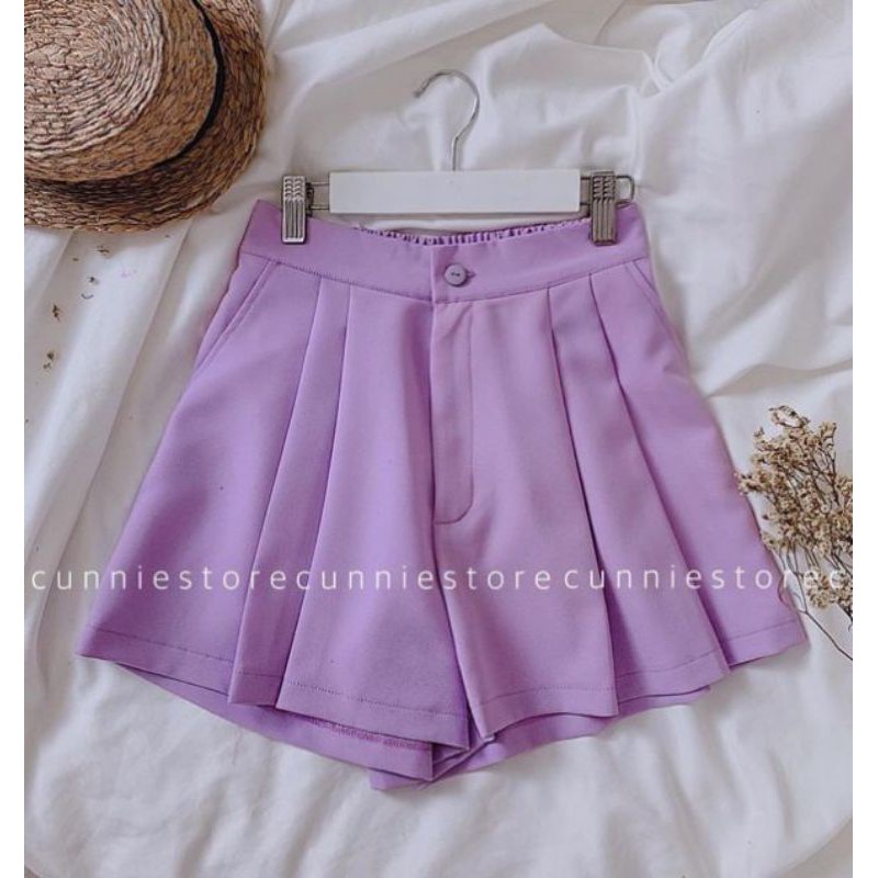 [AN MỘC] Quần Short đùi nữ xếp ly ống rộng giả váy nhiều màu