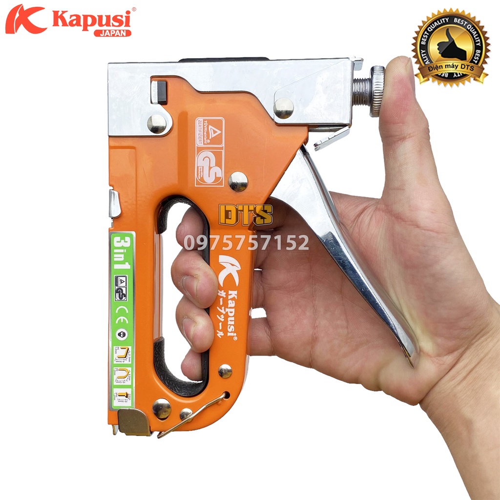 Kìm bấm đinh ghim đa năng 3 trong 1 hãng Kapusi K-7106, Súng bắn ghim có điều chỉnh tăng lực bấm – Tặng kèm 600 mũi ghim