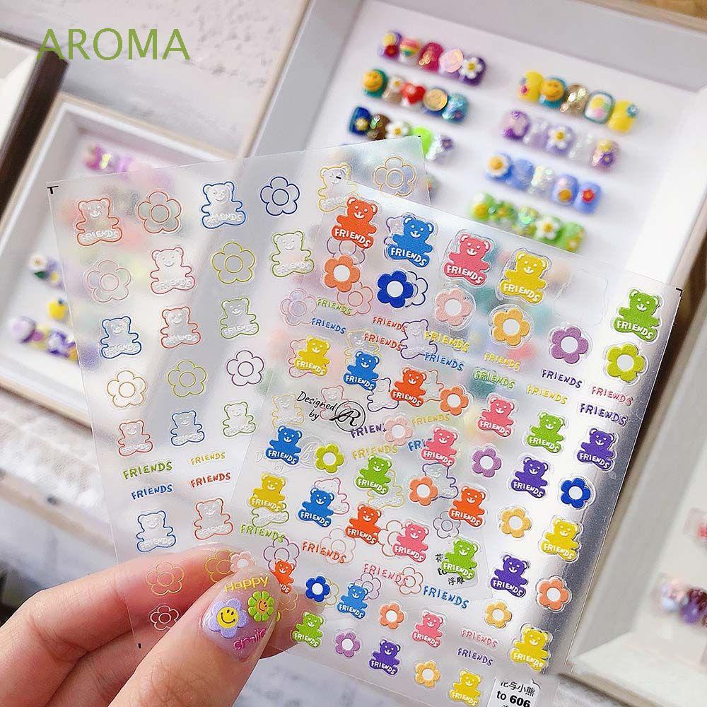 [Hàng mới về] Sticker dán trang trí móng tay họa tiết hoa thỏ trái cây siêu mỏng 5D