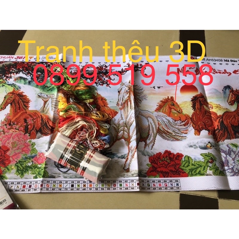 Tranh thêu chữ thập Mã đáo thành công
