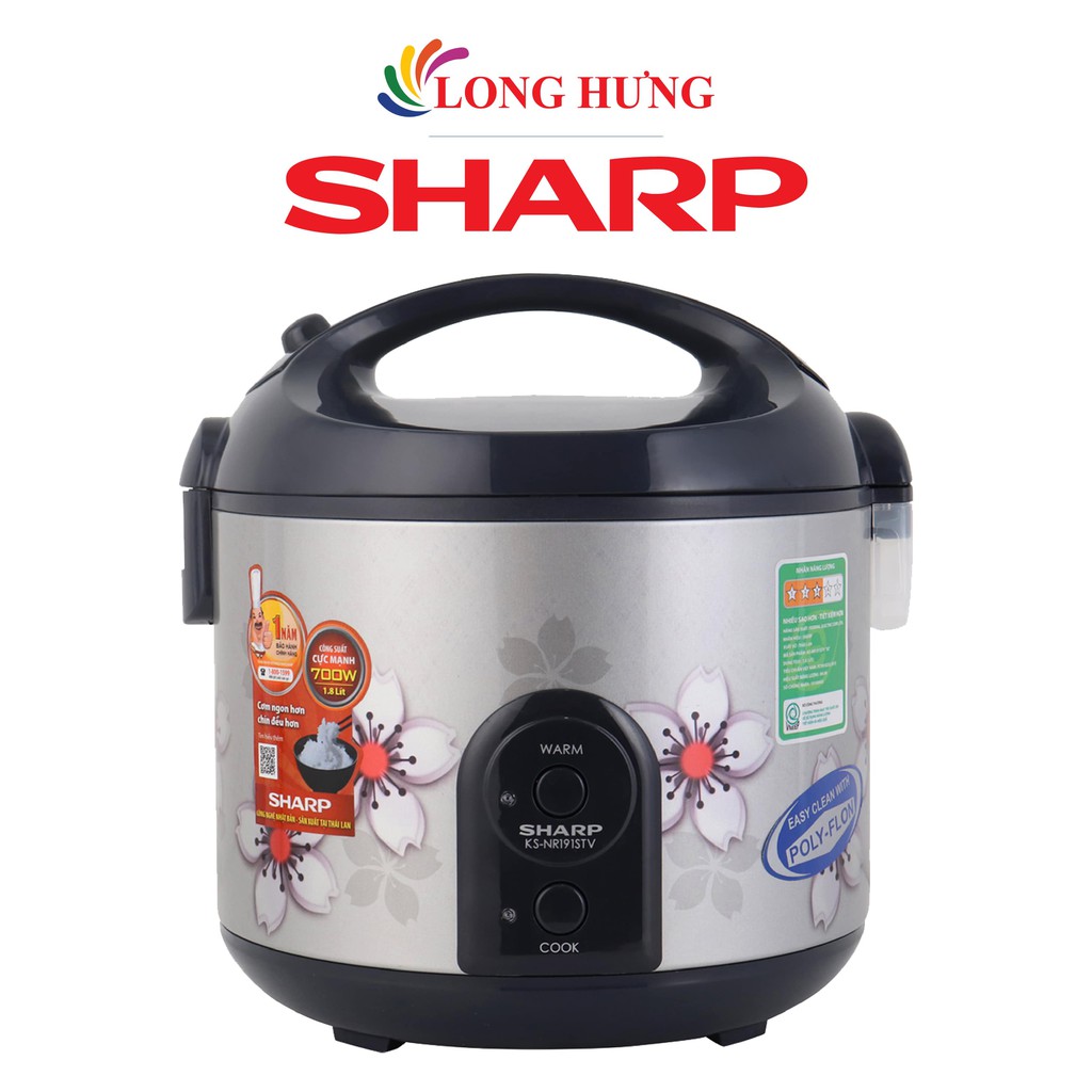 Nồi cơm điện nắp gài Sharp 1.8 lít KS-NR191STV - Hàng chính hãng