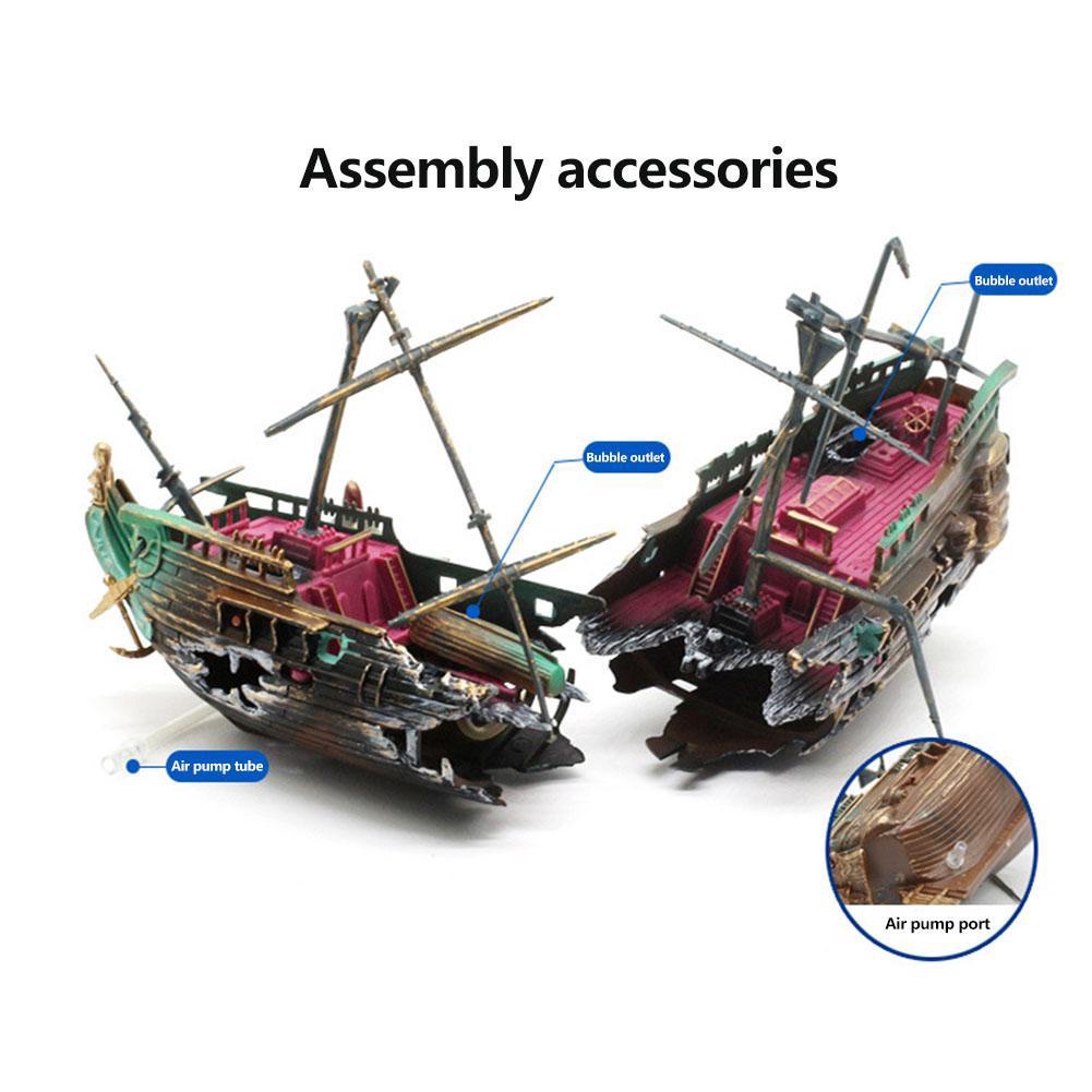 Mô Hình Tàu Đắm Cỡ Lớn H2S3 Trang Trí Bể Cá